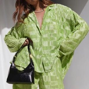 Princess Polly Pleated Green Blouse